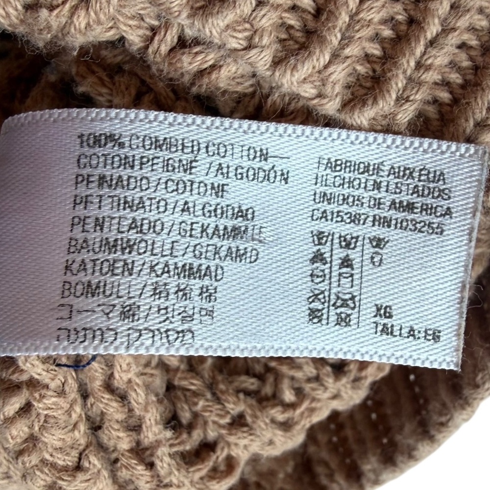 American Apparel 100% Combed Cotton Chunky Tan Sweater Sz XL - Picture 6 of 6